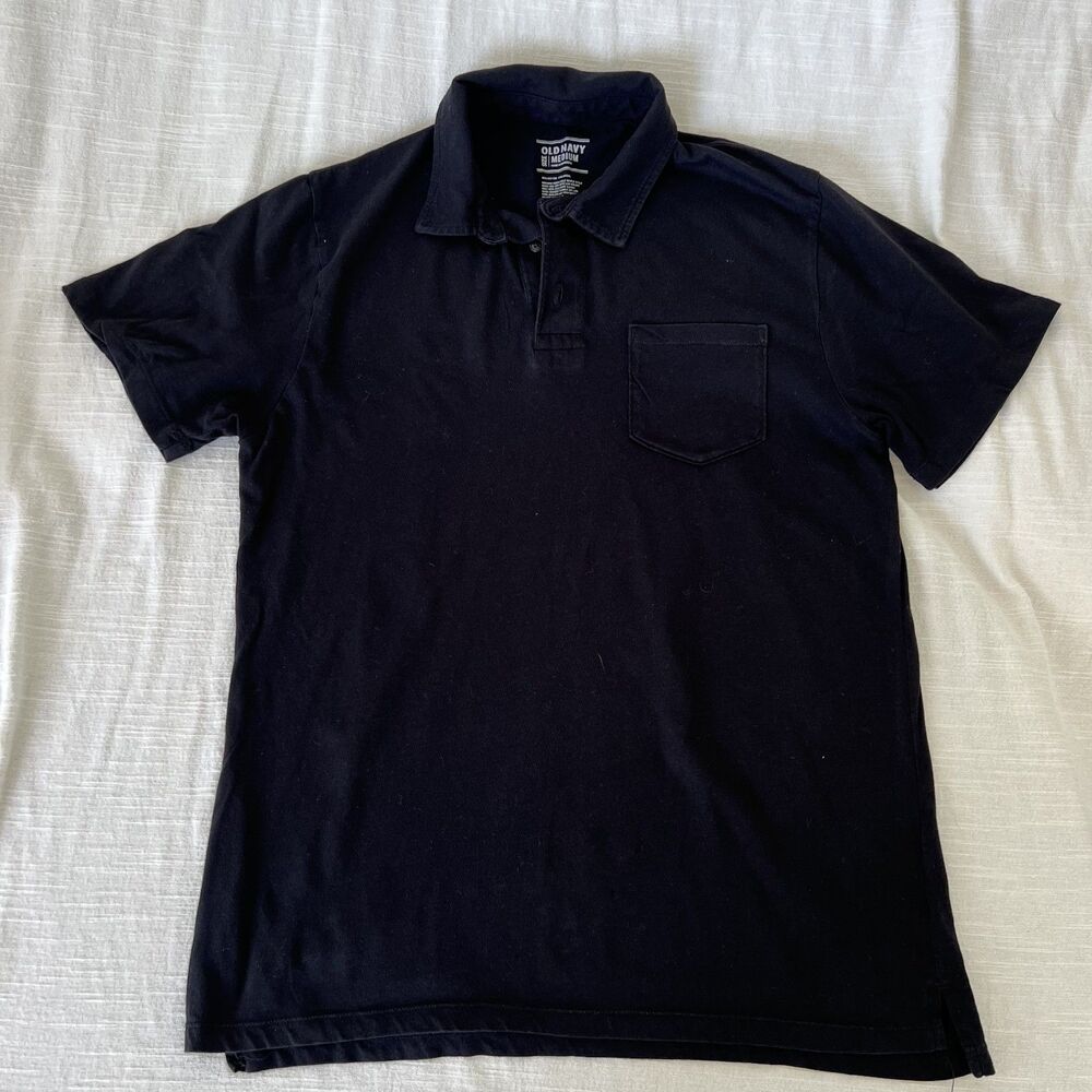 Mens Basic True Black Lightweight Polo. Old Navy Medium